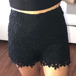 Lace zip up shorts